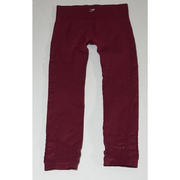 Gymshark Energy Seamless High Rise Perforated Leggings Burgundy Womens Small S - Picture 2 of 15